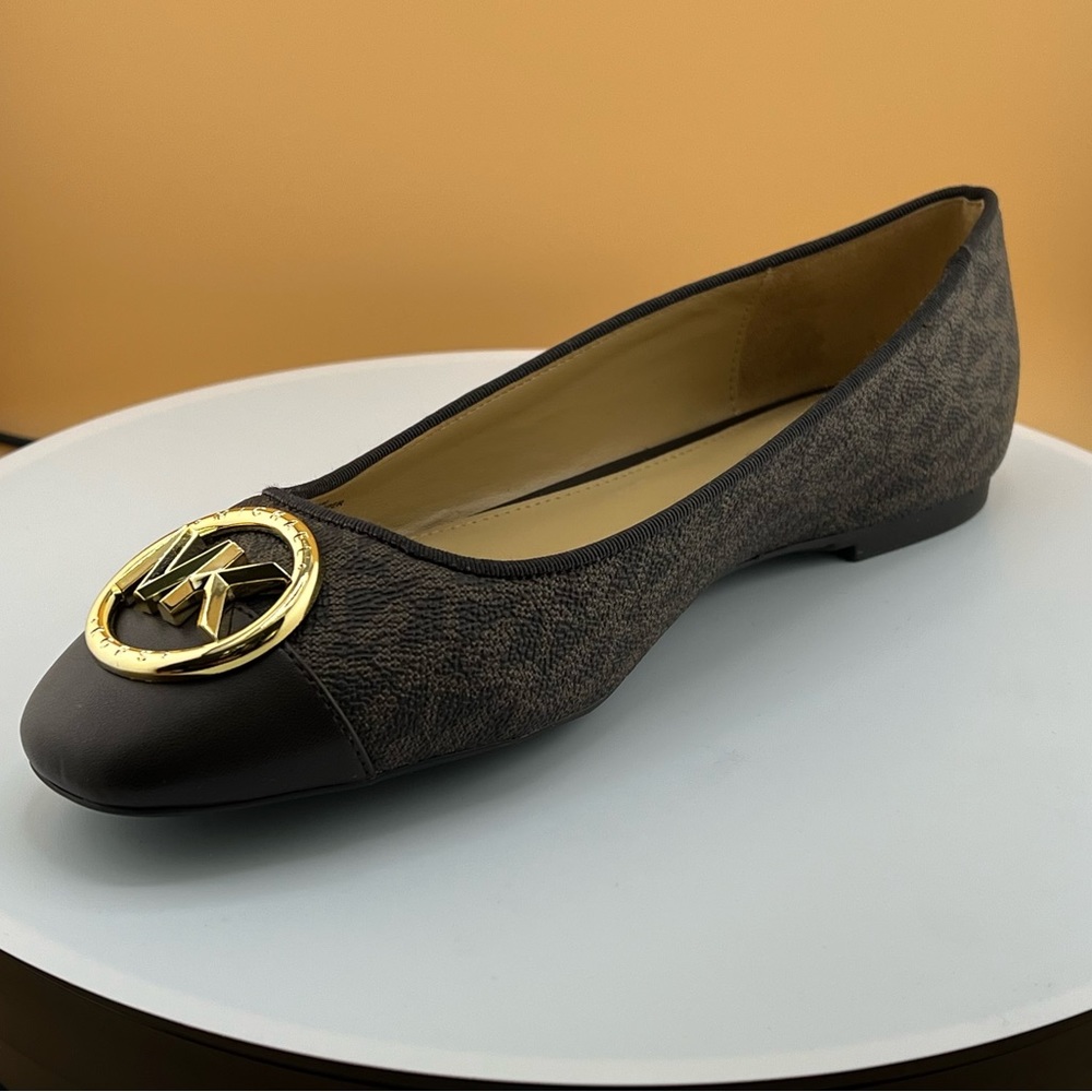 Michael Kors Brown & Gold Logo Ballet Flats - Women - Picture 6 of 10